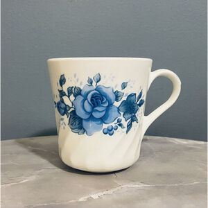 CORNINGWARE USA “Blue Velvet” Rose Swirl Coffee Mug Tea Cup